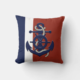 almohada de tiro rojo con rueda/ancla de la nave n