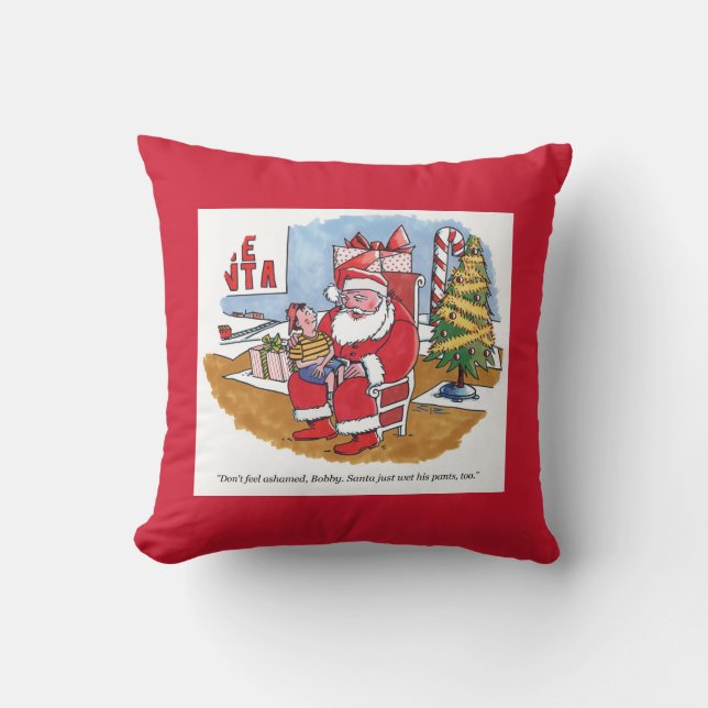 almohada de tiro rojo cuadrado de Santa Wet (Anverso)