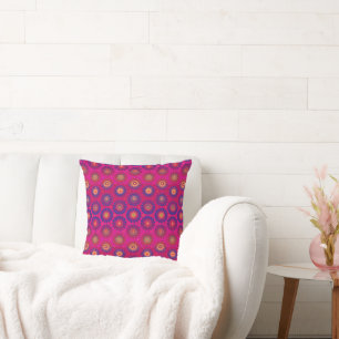 almohada de tiro rojo y violeta BoHo