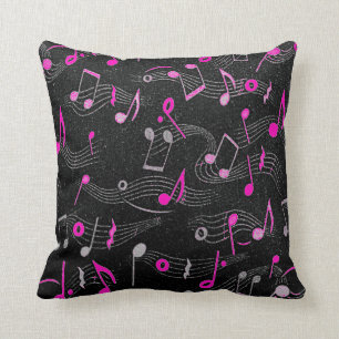 Almohada de tiro rosada blanca negra de la nota de