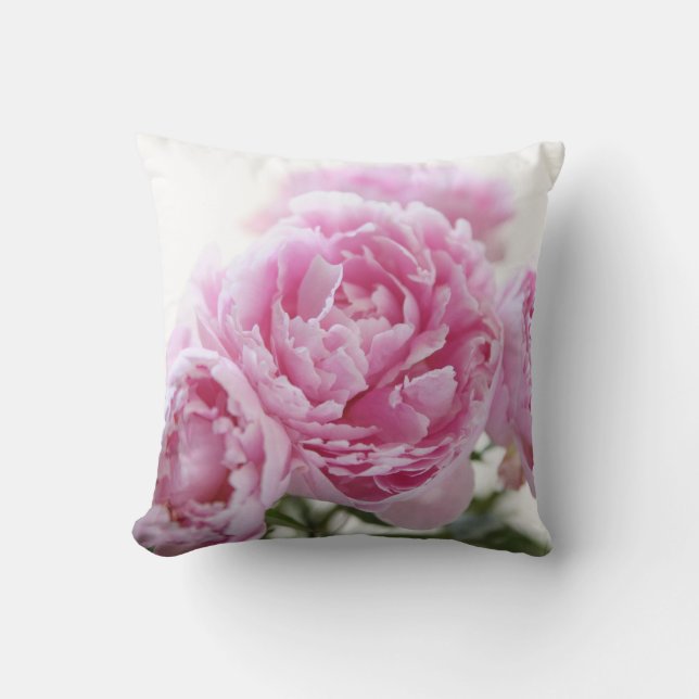 almohada de tiro rosada de los peonies (Anverso)