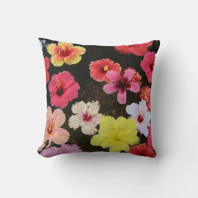 Almohada de tiro tropical de la flor del amarillo (Anverso)