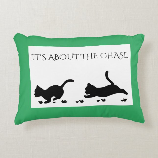 almohada de tiro verde gatito. (Anverso)