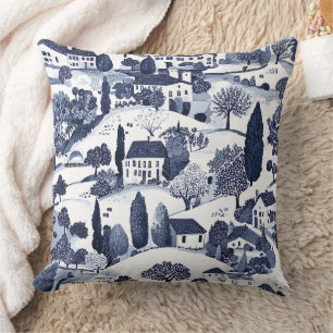 Almohada de Toile Azul Escena Campestre