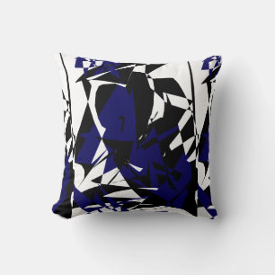 Almohada de tonos azules de arte abstracto funky