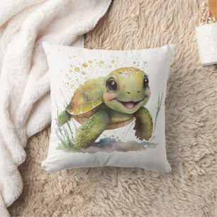 Almohada de tortuga linda y alegre