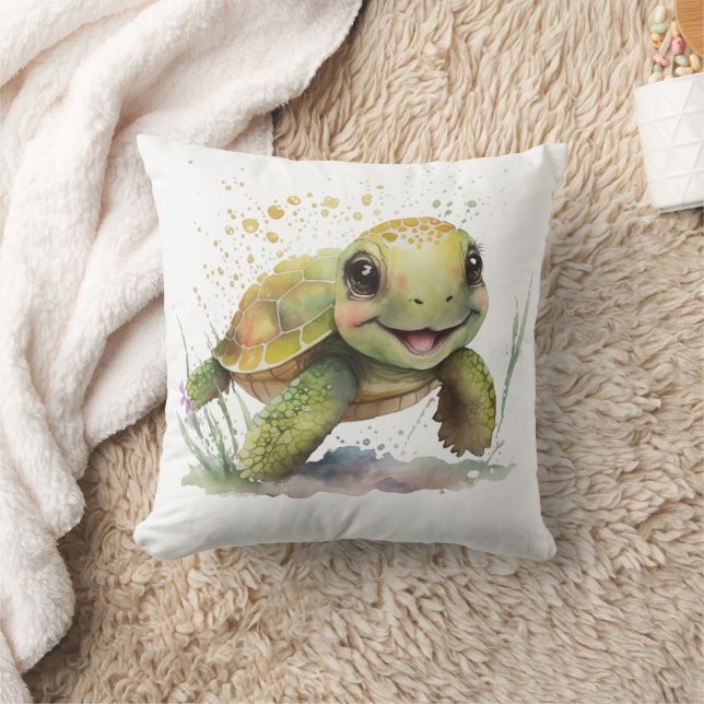 Almohada de tortuga linda y alegre (Manta)