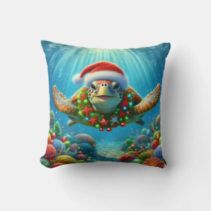 Almohada de Tortuga Marina de Navidad