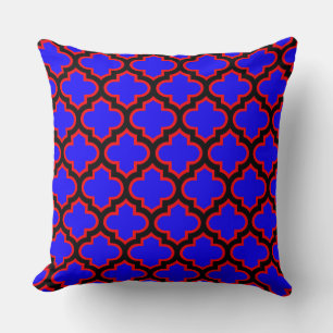 Almohada de Trellis de Cuatro Hojas Azul Real Rojo