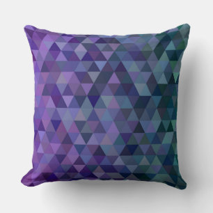 almohada de triángulos azul púrpura
