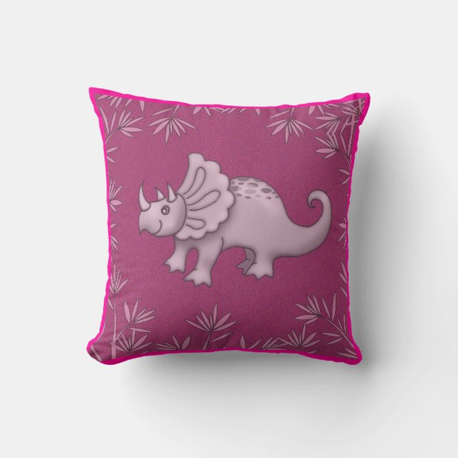 Almohada de Triceratops de dinosaurio rosa lindo p (Anverso)