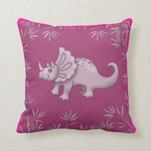 Almohada de Triceratops de dinosaurio rosa lindo p