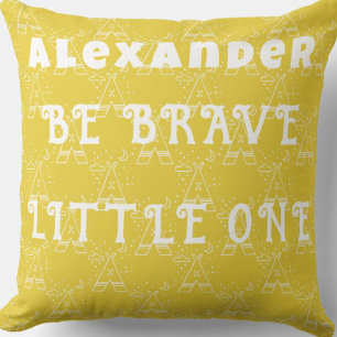 Almohada de trompas tribales amarillas y soleadas