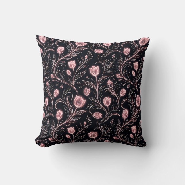 Almohada de tulipán sonrojado cyberpunk neón (Anverso)