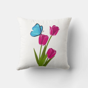 Almohada de Tulipán y Mariposa
