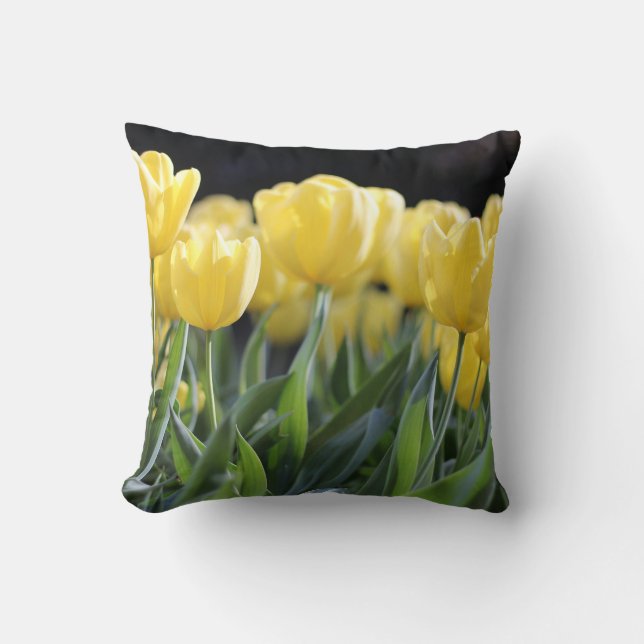 Almohada de Tulipanes Amarillos Bonitos (Anverso)
