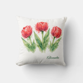 Almohada de tulipanes rojos