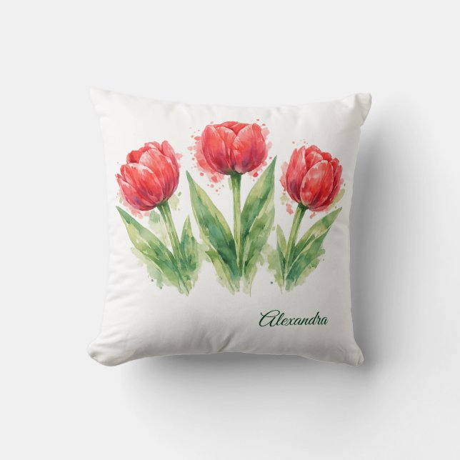Almohada de tulipanes rojos (Anverso)