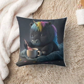 almohada de unicornio negro fluffy