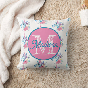 Almohada de unicornio personalizada con monograma