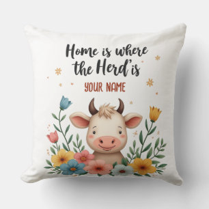 Almohada de vaca cutánea - Diseño de nombre de fam