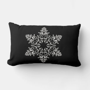 Almohada de vacaciones-Copos de nieve en negro y b