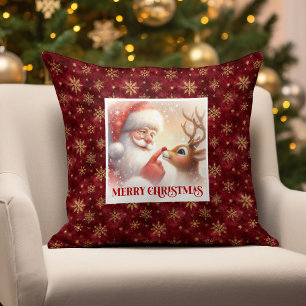 Almohada de vacaciones de Santa Rudolph Navideña A