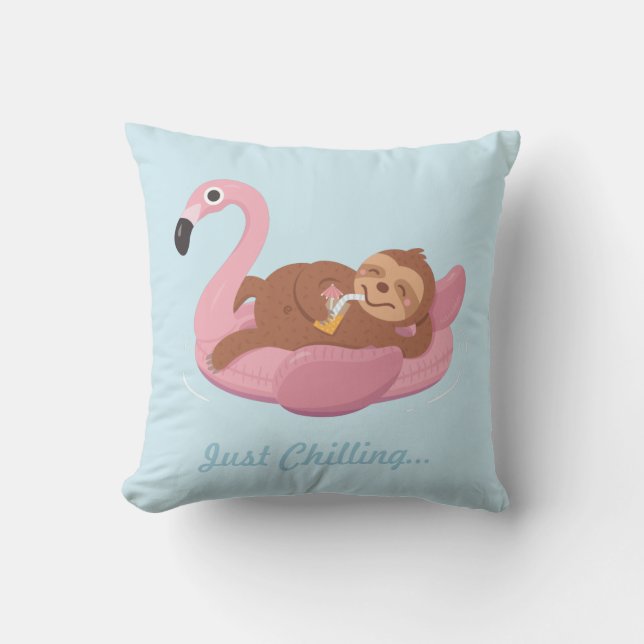 Almohada de verano de flamenco rosa perezoso lindo (Anverso)