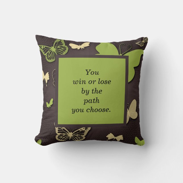 Almohada de versículo de la Escritura de mariposa  (Anverso)