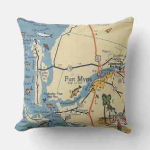 Almohada de viaje con mapa de Ft. Myers Florida