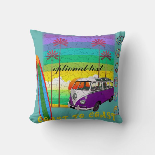 Almohada de viaje para camper hippie de tabla de s (Anverso)