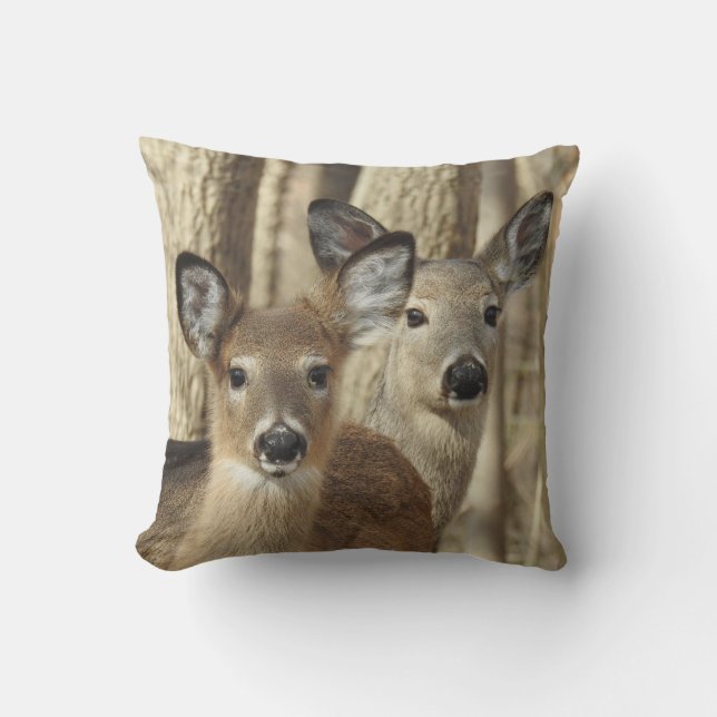 almohada de vida silvestre, ciervo blanco, natural (Anverso)