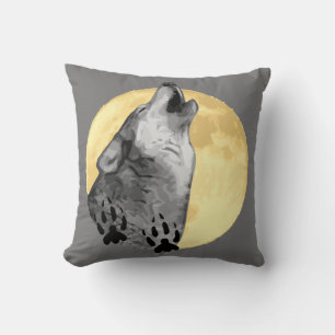 almohada de vida silvestre, lobo, gritando en la l