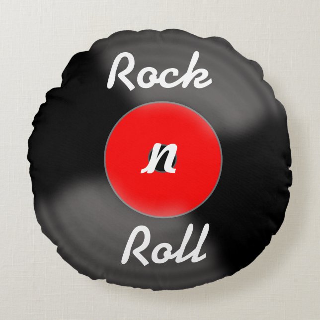 Almohada de vinilo Retro Red Rock N Roll (Anverso)