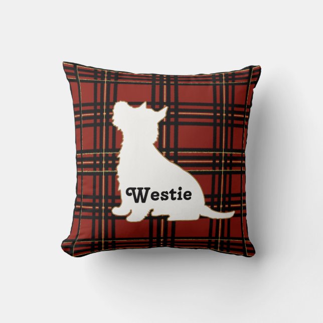 Almohada de Westie del tartán (Anverso)