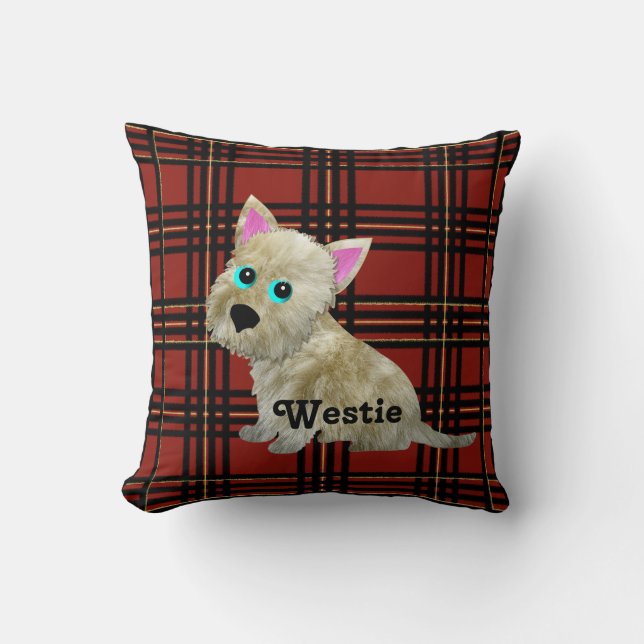 Almohada de Westie del tartán (Anverso)