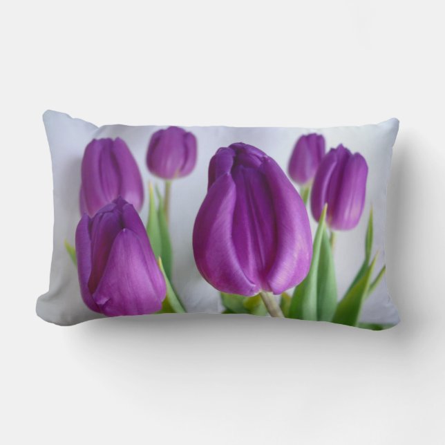 almohada decoradora de lavanda-tulipanes morados (Anverso)