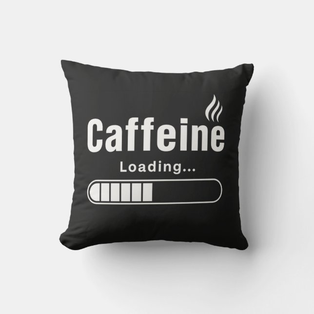Almohada Decorativa (16" x 16") – “Cargando Cafeín (Anverso)