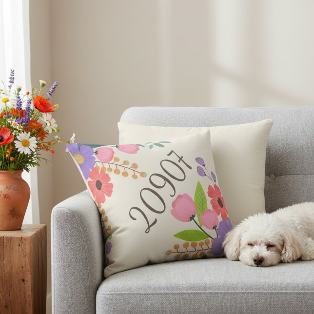 Almohada decorativa 16x16 con código postal rústic (Rustic 16x16 pillow for couch.)