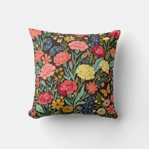 Almohada decorativa abstracta boho con claveles y