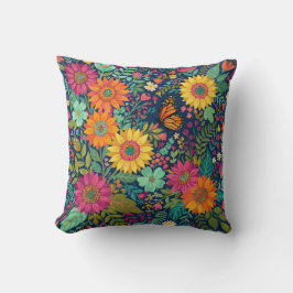 Almohada decorativa abstracta boho girasol monarca