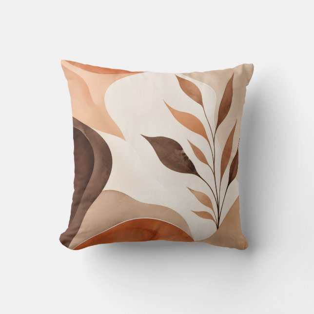 Almohada decorativa abstracta botánica neutral (Anverso)