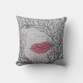 Almohada decorativa abstracta de cara femenina de 