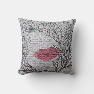 Almohada decorativa abstracta de cara femenina de