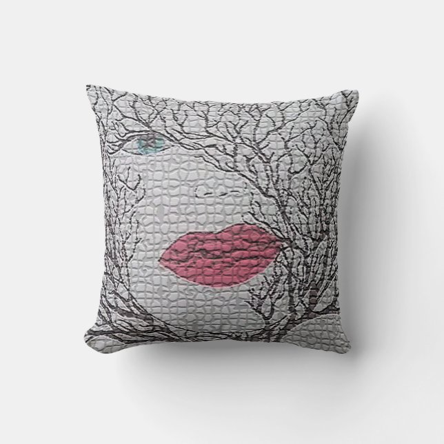 Almohada decorativa abstracta de cara femenina de  (Anverso)