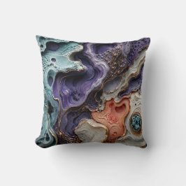 Almohada decorativa abstracta de coral turquesa pú