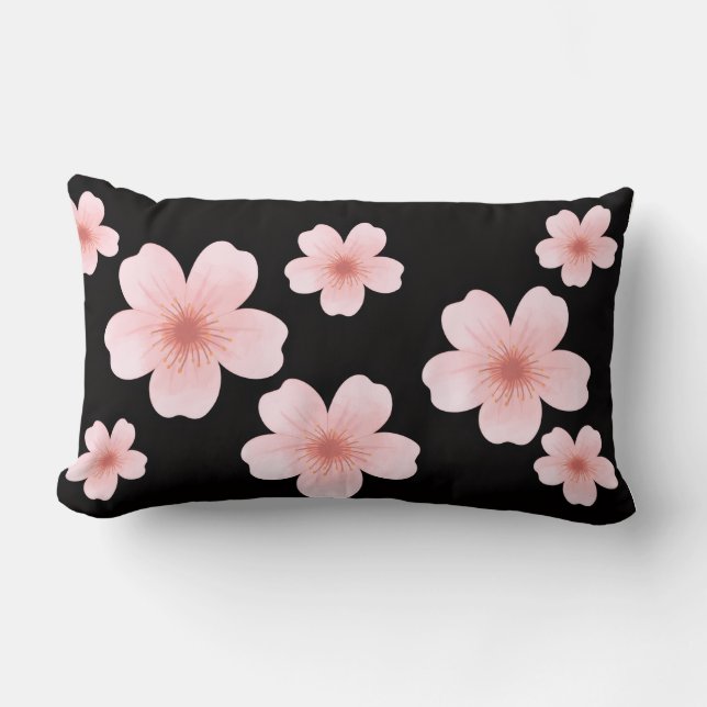 Almohada decorativa abstracta de flores rosadas (Anverso)