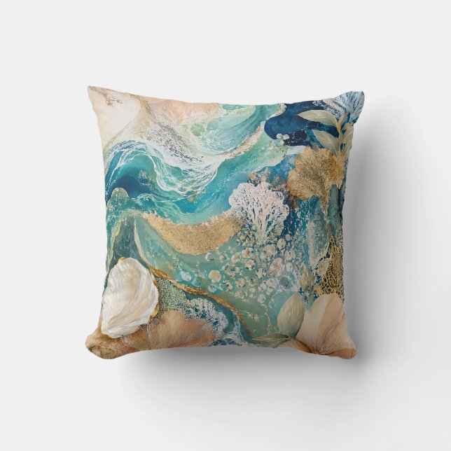 Almohada decorativa abstracta de lujo costera (Anverso)