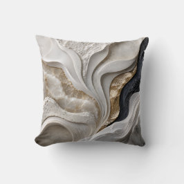 Almohada Decorativa Abstracta de Mármol Blanco y O