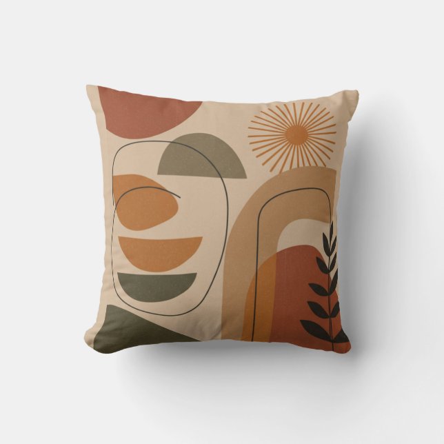 Almohada decorativa abstracta de tonos terrosos de (Anverso)